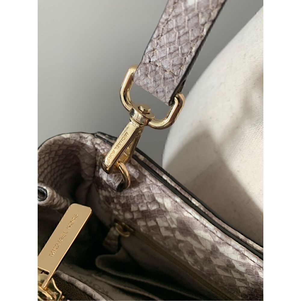 Michael Kors Beige Python Embossed Leather Satchel - Picture 3 of 8